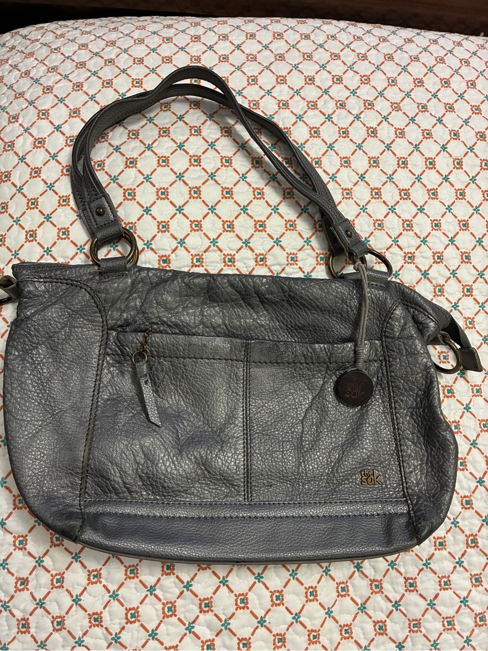 The Sak Gray Pebbled Leather Shoulder Bag